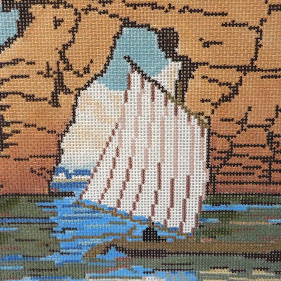 New Hasui Kawase Zaimoku Island Needlepoint Canvas Hand Painted 18 ct - Picture 3 of 4